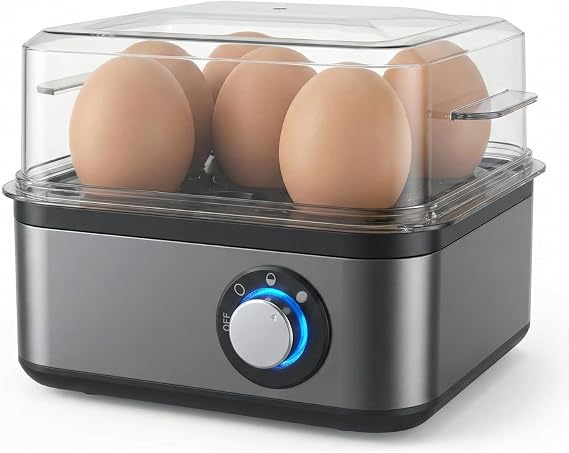Yumurta Pişirme Makinesi, Sesli Uyarı Sistemi, 3 Farklı Kıvam Ayarı, 8 Yumurta Haşlama ve 4 Yumurta Pişirme Kapasitesi, 500W Güçlü Motor, Ev Ofis Kullanımına Uygun Otomatik Yumurta Haşlama Cihazı