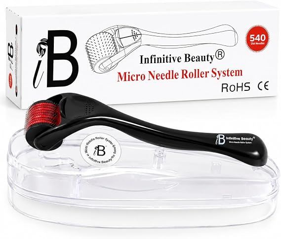 Derma Roller INFINITIVE BEAUTY 540 Titanium Alloy Microneedle Roller for Skin, Face Beard & Hair (0.5mm)