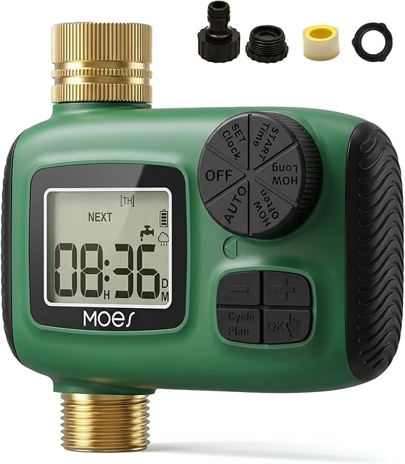 MOES Irrigation Computer Irrigation Clock with Brass Connectors