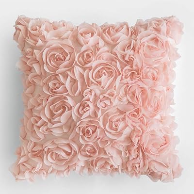 MIULEE 3D Rose Flower Pillow Cover Decorative Spring Floral Romantic Stereo Chiffon Aesthetic Solid Pillowcase for Girl Bedroom Living Room Decor 20x20 Inch Peach Pink