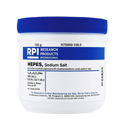 HEPES, Sodium Salt [N-(2-Hydroxyethyl) piperazine-N'-(2-ethanesulfonic Acid)], 100 Grams