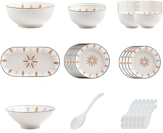 Simple Ceramic Dinnerware Set, High-Temperature Glazed Colorful Plates, Bowls, and Serving Dishes, Complete Set for Home Dining, Microwave & Dishwasher Safe, Elegant Tableware