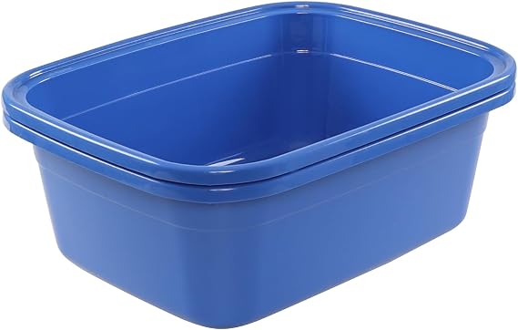 2 Pack 18 Quart Plastic Wash Basin, Rectangular Dishpan Wash Tub