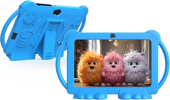 Kids Tablet 7 inch for Boys Girls Android Tablets for Kids, 4GB RAM 32GB ROM Toddler Tablet, WIFI Bluetooth, Safety Eye IPS Screen, Parental Control, Dual Camera Shockproof Case for Educational Games