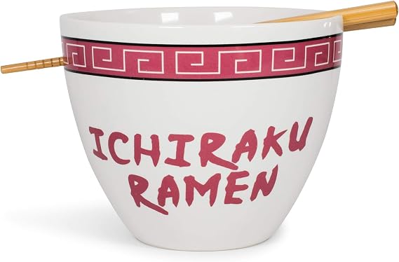 Naruto "Ichiraku Ramen Japanese Ceramic Dish Set | 16-Ounce Ramen Bowl and Chopsticks Set