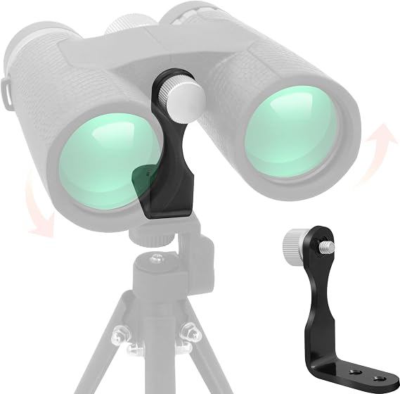 Alstar Binocular Tripod Adapter Universal L Type Metal Binocular Mount Quick Release - 1/4 Inch Threading Aluminum Lightweight Mount for Minocular, Free to Change Direction - Black