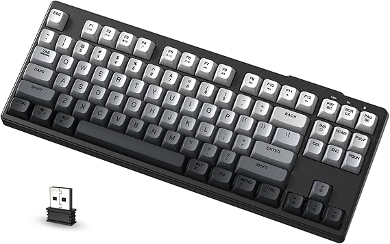 ATTACK SHARK M87 80% Wireless Gaming Keyboard,87 Keys Rainbow Lights TKL Mechanical Feeling SA PBT Keyboard for MacWin, Bluetooth 5.02.4Ghz Dual Mode Pc Keyboards for OfficeGaming Moonlight