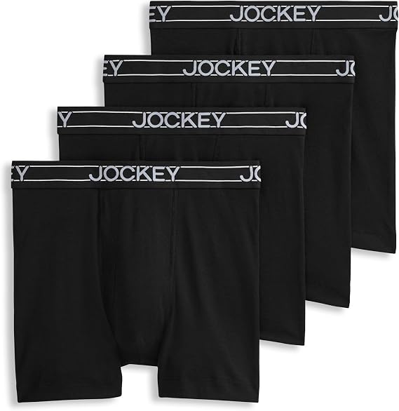 Jockey Men's Underwear Lightweight Cotton Blend 5" Boxer Brief - 4 Pack