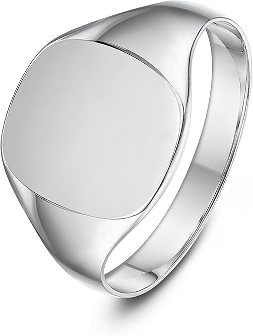LANDA JEWEL Ladies Sterling Silver Cushion or Oval or Heart Shape Medium Weight Polished Signet Ring