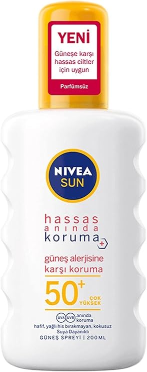 NIVEA Sun Hassas Anında Koruma Güneş Alerjisine Karşı Güneş Spreyi SPF 50+ 200 ml