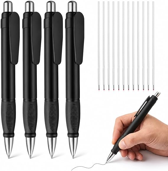 4PCS Extra Large Ballpoint Pens with 12PCS Refills Black Ink, 1.0 mm