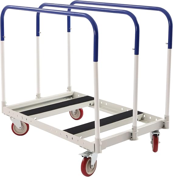 1000LBS Drywall Cart & Wall Panel Dolly with 4 Swivel Wheels | Heavy-duty steel frame, 4 x 5 inch Wheels, Ideal for drywall, plywood, and lumber, For warehouse, garage & jobsite.