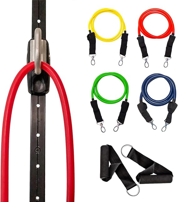 Space Saver Gym Resistance Bands Wall Anchor for At Home Fitness Workouts with 1 Rail and 1 Rail Car