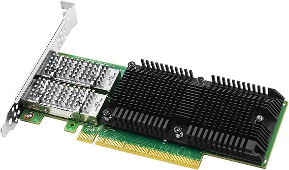 100GbE Network Card Compatible with Mellanox ConnectX-5 Ex, Dual-Port PCI Express 4.0 (16GT/s) x16 Ethernet NIC Adapter Supports Windows Server/Linux/VMware