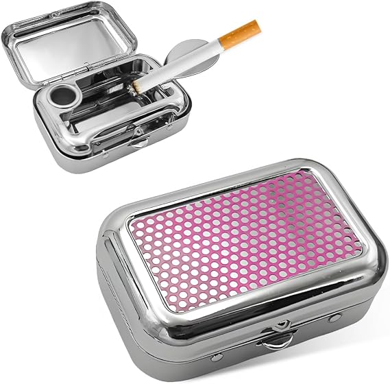 Yourkar Portable Ashtrays, Stainless Steel Carry-on Mini Ashtray with Windproof Lid, Portable Waterproof Creative Pocket Ashtray for Outdoor Cars, Universal Car Accessories (Purple)