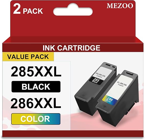 PG-285XXL CL-286XXL Ink Cartridge 2-Pack Replacement for Canon PG285 CL286 | PG-285XL CL-286XL Ink Cartridges Combo Pack Large Capacity Compatible for Canon TS7720 TS7722 TR7820 Inkjet Printer Ink