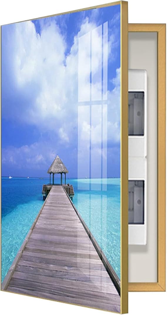 Meter Box Decorative Painting, Hide Meter Electric Meter Box Decorative Painting - Wall Mounted Electrical Panel Cover - Various Styles Available - Ideal for Your Home,C(G(F(Gold),E(Gold))