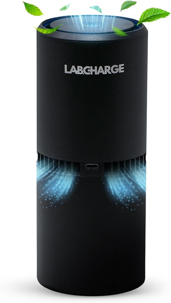 LabCharge Compact Air Purifier - Covers 250 Sq Ft - Ideal for Bedroom or Dorm Room - Silent HEPA Filter - Portable, Mini Air Purifier for Small Spaces