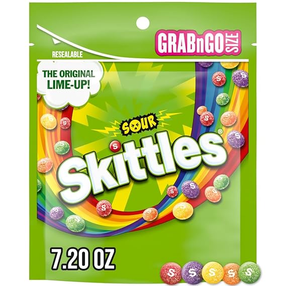 SKITTLES Sours Grab N Go, Sour Candy Mix for Sharing, Traveling, and More 7.2-Ounce (Pack of 1)