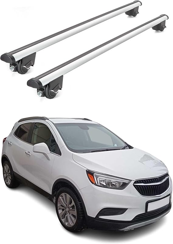 OMAC Roof Rack Cross Bars for Buick Encore 2013-2022 Heavy Duty-Lockable 220Lbs Aluminium Silver 2Pcs fits Cargo Carriers Kayak Canoe Bike Snowboard