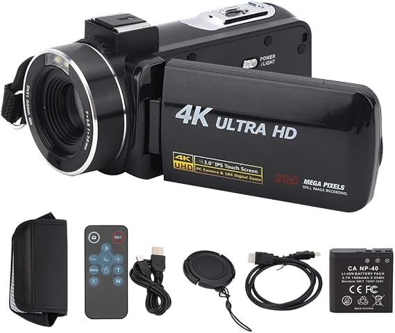 Camcorder 4K 30MP 18X Digital Zoom 3.0" Touch Screen Vlog Camera for YouTube Handycam 4K Anti-Vibration High Definition Digital Camera Recorder IPS Touch Display Screen