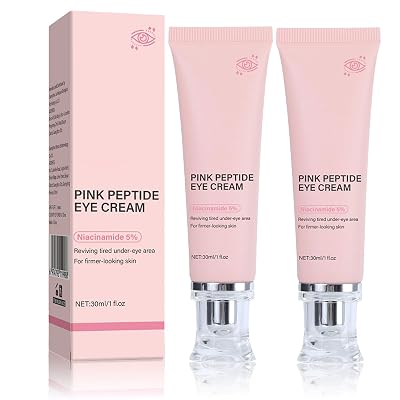 PDRN Pink Peptide Eye Serum Cream, Hydrating & Firming Eye Cream for Dark Circles, Anti-Aging Treatment Reduces Fine Lines, Uneven Skin Tone, Soothing Pink Moisturizer with Peptides, 1.01fl.oz 2