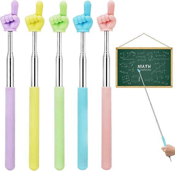 5Pcs Telescopic Finger Pointer Sticks, Mini Hands on Sticks, Extendable Hand Pointer for Teachers, Retractable Teacher Pointer Stick, Pointer Finger, Board Pointer Teacher, Mini Hand Pointers