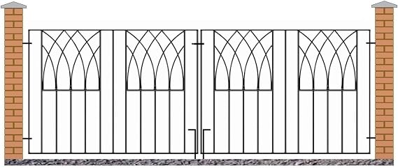 Abbey Modern Metal Driveway Garden Gates Wrought Iron Style Dual Swing Gate (2413mm Gap x 812mm High ABZP10)