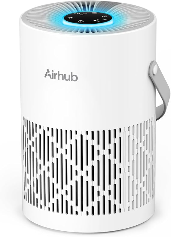 Air Purifiers for Bedroom Home Covers Up to 880 Ft2 1Hr 20dB Sleep Mode | True HEPA Quiet 3-in-1 Air Purifiers Filter, Air Cleaner 360Intake Remove Dust, Smoke, Pet Dander & Odors, White