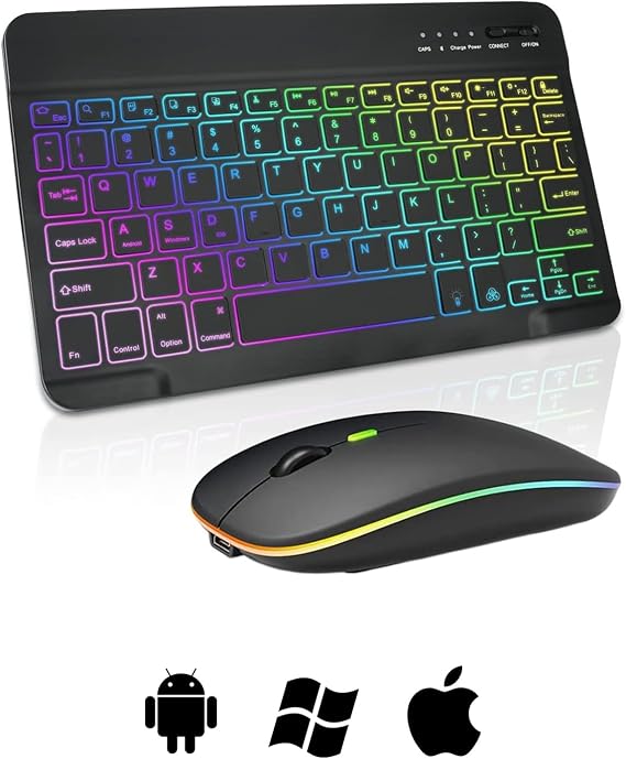 Microcase RGB Tablet ve Telefonlar için Türkçe Bluetooth Klavye ve Mouse Set - AL7815 Siyahh