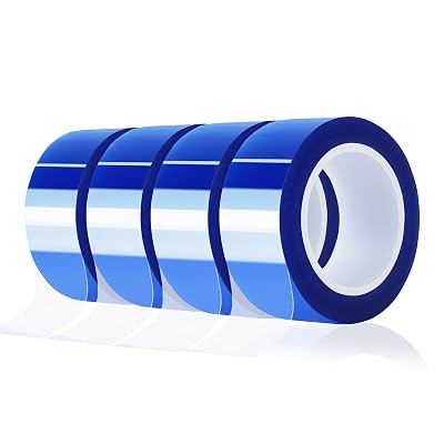 4 Rolls 20mm x16m52FT Blue Heat Tape High Temperature Heat Resistant Tape Heat Transfer Tape for Heat Sublimation Press Vinyl,No Residue