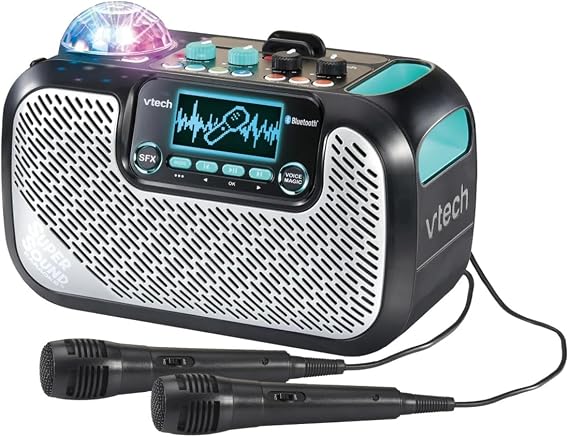 VTech Super Sound Karaoke Portable Bluetooth, 2 Mics Included, Party Lights