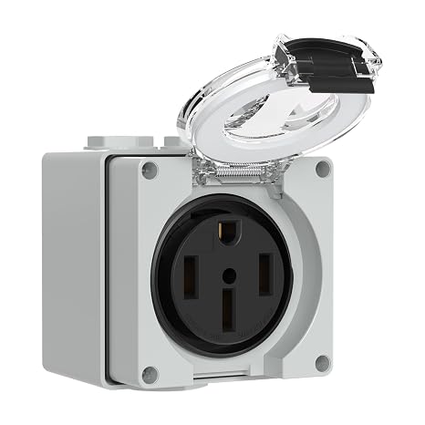 50 Amp Power Outlet Box,NEMA 14-50R Outlet 125/250Volt Weatherproof Outdoor Receptacle Panel,50 Amp RV Receptacle for Electric Vehicles,Camper, Generator, etc.ETL Listed