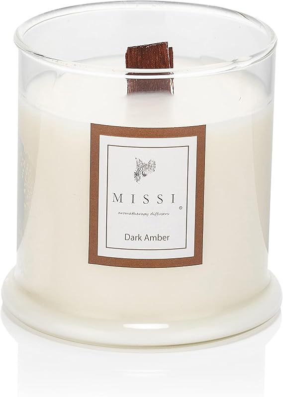 Ahşap Fitilli Dark Amber Kokulu Vegan Mum