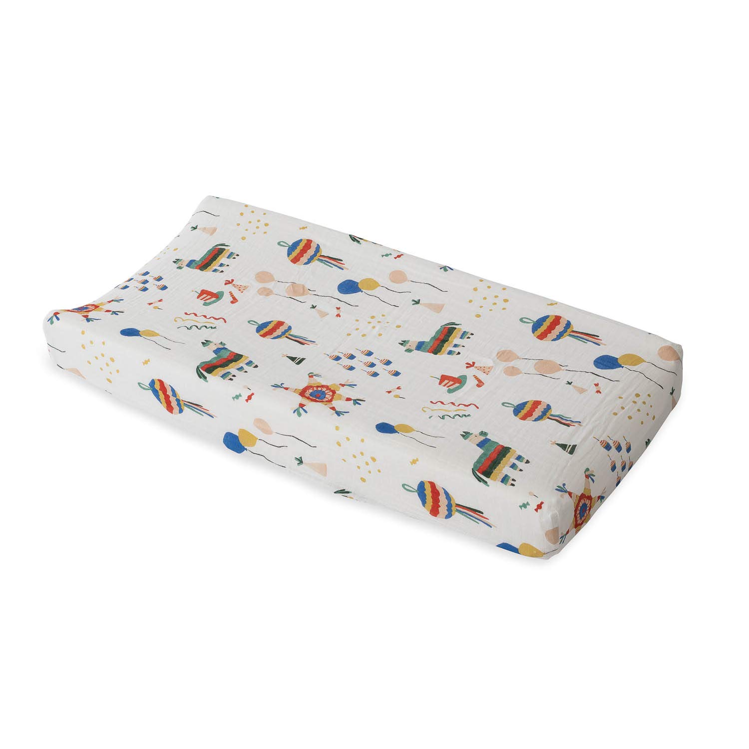 Red Rover Kid Muslin Changing Pad Cover – 16” x 32” - 100% Cotton – Machine Washable – Standard Size - Stitched Holes for Safety Straps – Lightweight & Breathable – Unisex Party Time