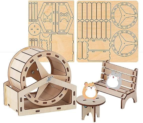 Hamster House and Hideout,Cage Accessories for Hamster (WheelA)