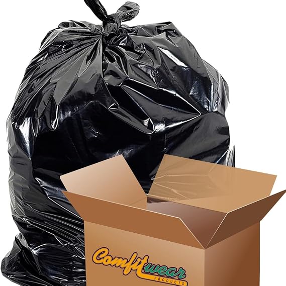 Industrial Strength 45 Gal Extra Heavy Duty Contractor Ready Black Garbage Bags 50pc Roll Made In Usa