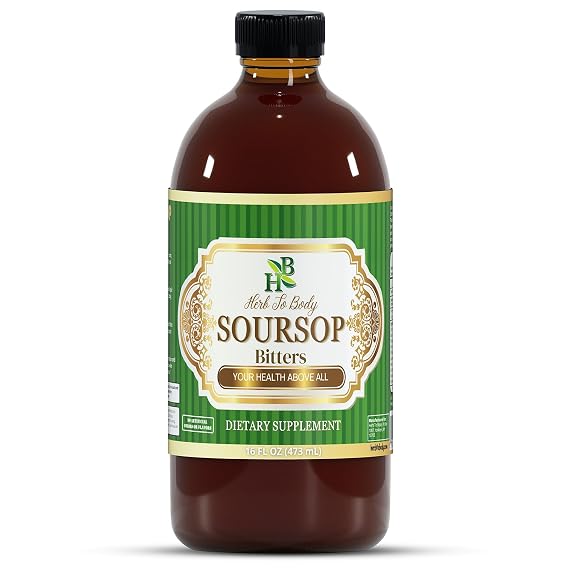 Herb To Body Soursop Bitter Liquid 16 oz, Digestive Bitters made with Wildcrafted Soursop Leaves for Gut Wellness