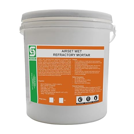 15 LBS Refractory Cement, High Heat Mortar for Furnace Fireplace Forge | Pre Mix 2700F Rated, High Temp Air Setting Wet Refractory Mortar for Binding Insulating Fire Bricks and Ceramic Insulation