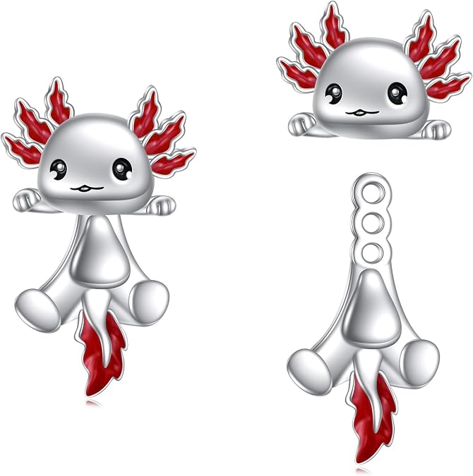 CRMAD Animals Stud Earrings for Women Sterling Silver Axolotl/Cow/Frog/Unicorn/Cat/Dog/Panda/Penguin/Koala/Bear/Capybara/Sloth/Pig/Hippo/Dragon/Fox/Rabbit/Duck/Teardrop Earrings