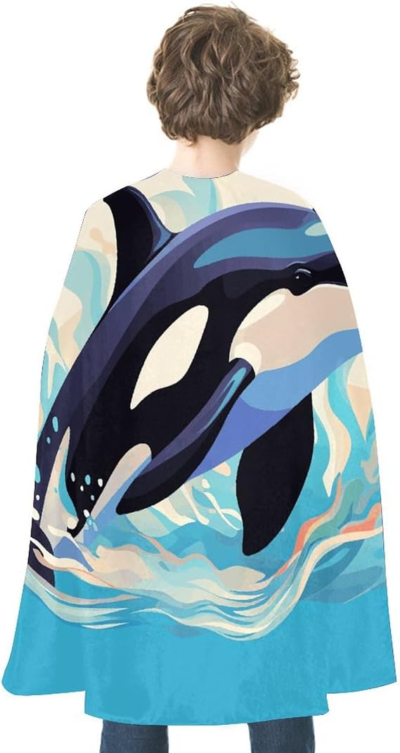 Adult Cloak Throw Robe Wearable Cape Hoodie Poncho Cartoon Whale Halloween Cape Blanket for Halloween Costumes
