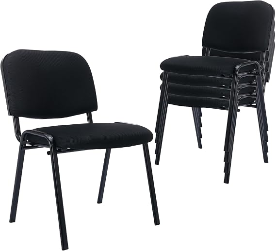 ROCITY Waiting Room Chairs Set of 10 Stackable Conference Room Chairs Mesh Office Reception Chair for Guest School Breakroom Banquet Church Lobby (Mesh-Cushion,Black,10PCS