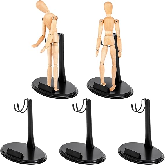 Cedilis 5 Pack Action Figure Stands, Black Doll Holder Stand, 1/6 Scale Figures Display Stand for 12 Inch Figures, Adjustable Height