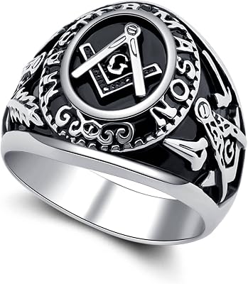 Freemason Gifts Masonic Biker Rings Masonic Master Mason Ring Freemason Signet Style Jewelry Mason Signet Band Jewelry