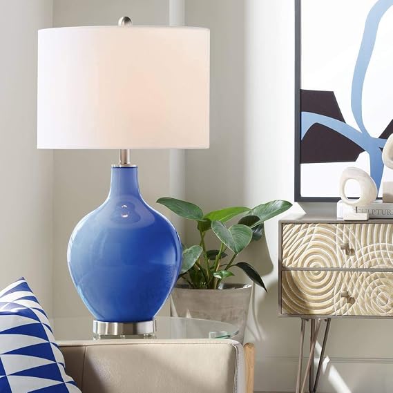 Color + Plus OVO 28 1/2" High Modern Coastal Dazzling Blue Table Lamp