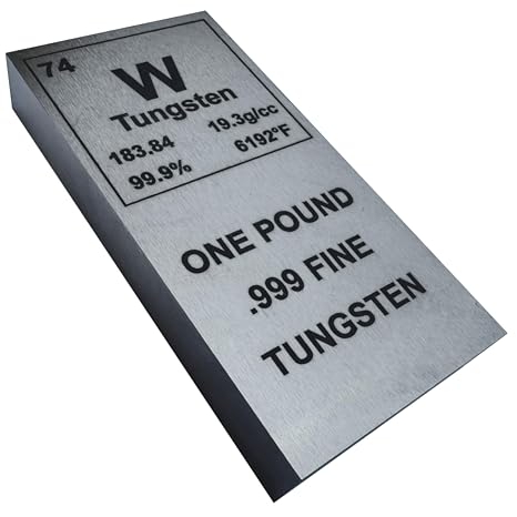 Tungsten Bar - 1lb Laser Engraved 99.9% Pure Bullion Bar, Metal Paperweight, Office Desk Decor & Conversation Starter