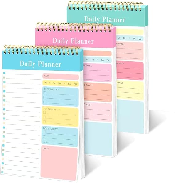 To Do List Notebook, 3 Pads To Do List Notepad, Daily Planner Notebook, Undated To Do List Organiser Notebook, A5 Spiral 60 Pages Things to Do Today Notebook Pads for Study Work Office(7.9x5.1")