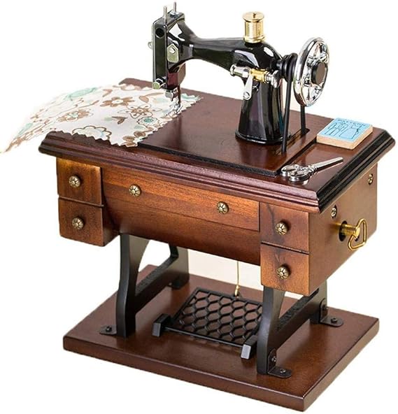 Creative Wooden Simulation Sewing Machine Music Box, Edelweiss