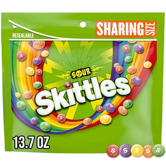 SKITTLES Sour Chewy Candy, Share Size, 13.7 Oz Bag