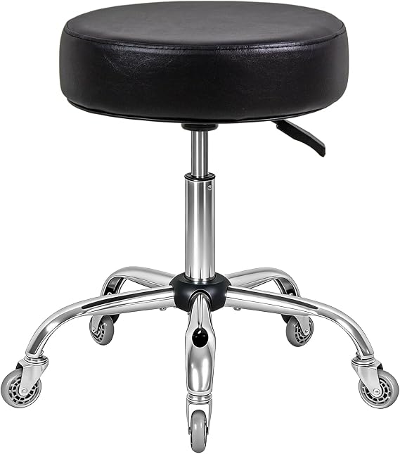 Antlu Rolling Stool with Wheels Heavy Duty, Adjustable Roller Stool for Medical Salon Tattoo Massage Work Office (Black, 450 Lbs Capacity)